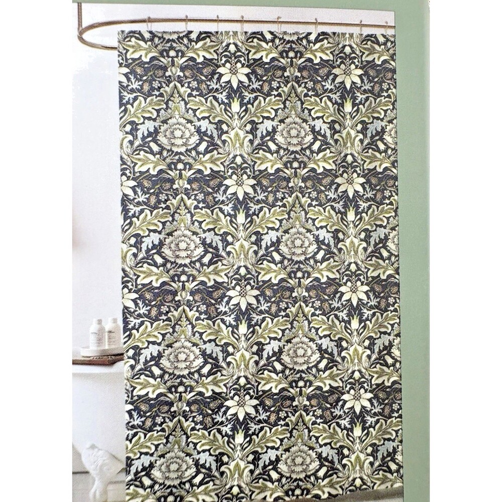 Morris & Co Shower Curtain Severne Blue Green Floral English Country Garden